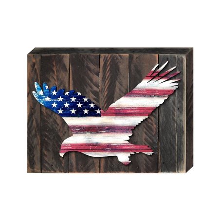 DESIGNOCRACY Eagle Vintage American Flag Art on Board Wall Decor 9891212